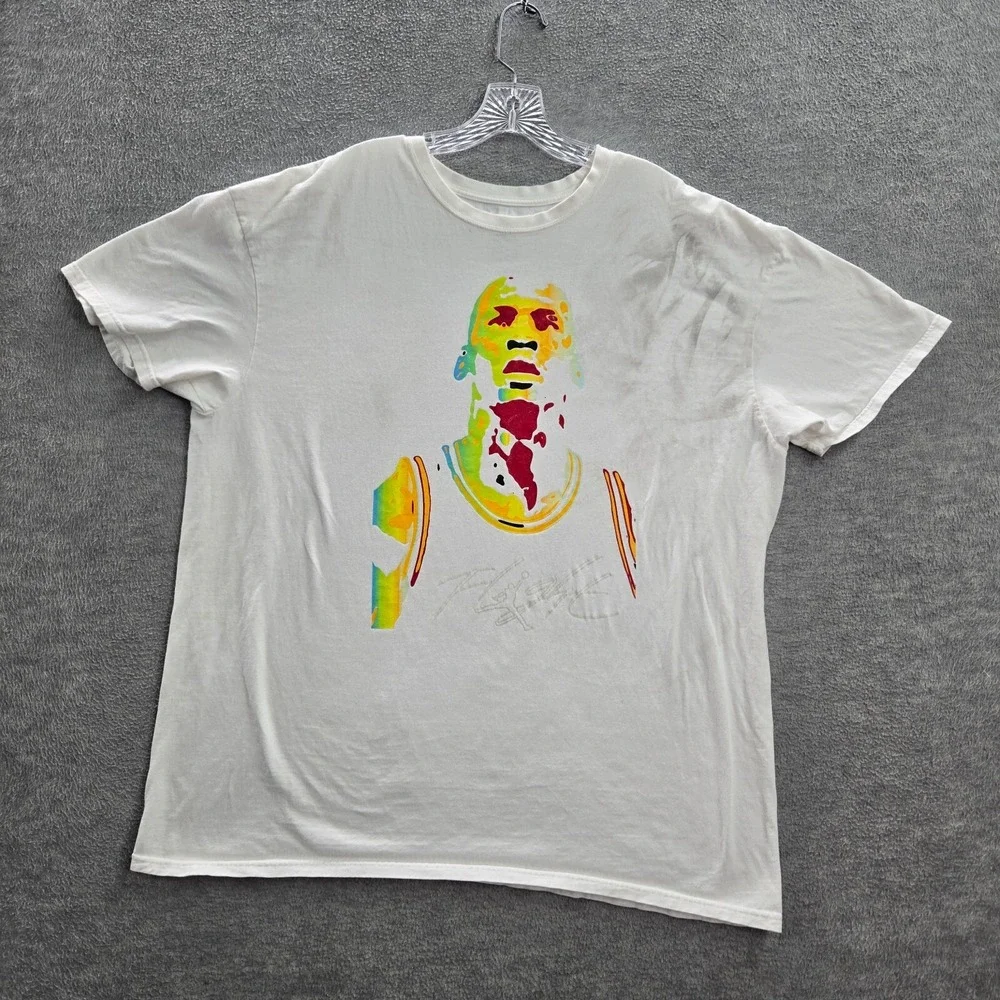 Air Jordan Men Shirt 2XL White Logo 2008 Y2K Flight Face Portrait Tee READ
